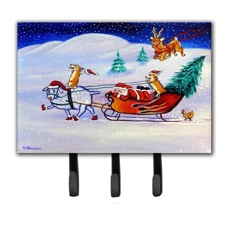 Carolines Treasures Corgi Highhacked Santa Claus Sleigh Leash or Key Holder 7442TH68